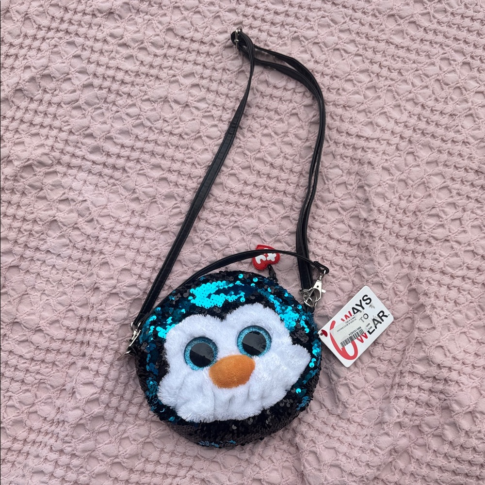 Ty Sequin Penguin Crossbody Bag - Teal, Black, White & Orange